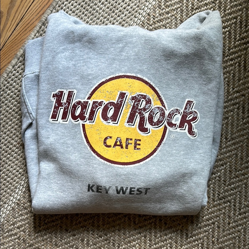Hard Rock Cafe Gray and Yellow Sweatshirt